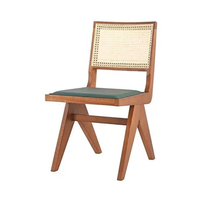 Poltrona con schienale in legno e rattan